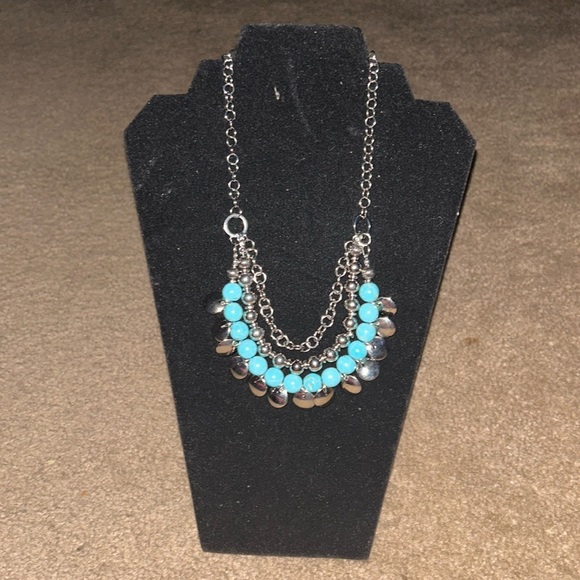 Blue and Silver Chain Necklace - Picture 2 of 3